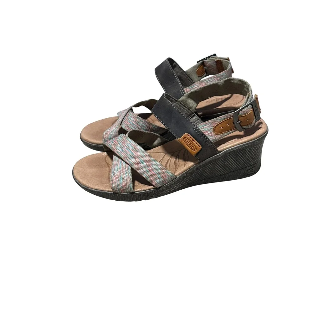 KEEN Skyline Wedge Sandals Strap leather comfort Gorpcore Sz 7 outdoors granola